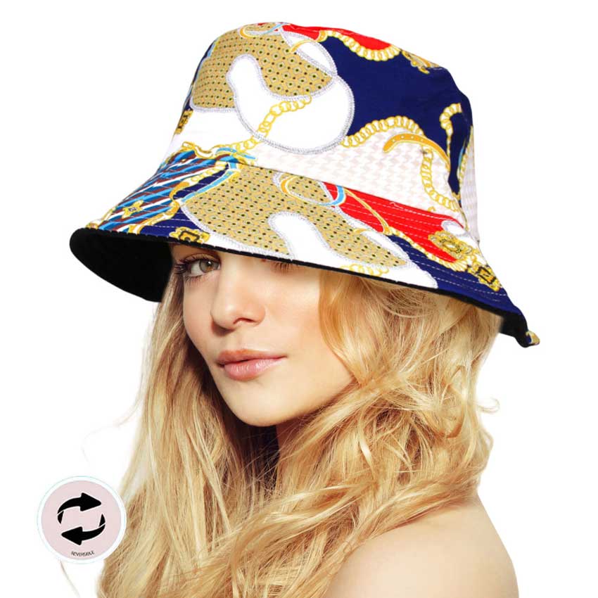 Madeline Love - Classy Reversible Chain Patterned Bucket Hat