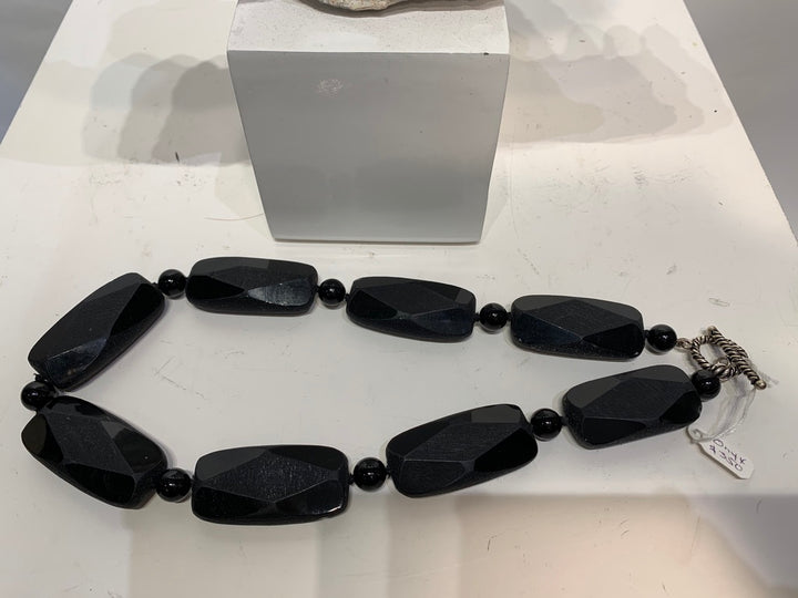 Semi Precious Onyx One of a Kind Necklace Made in California.