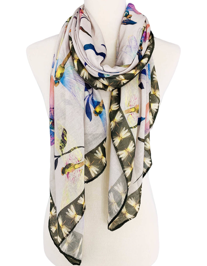 Taupe-Multi Dragonfly Scarf