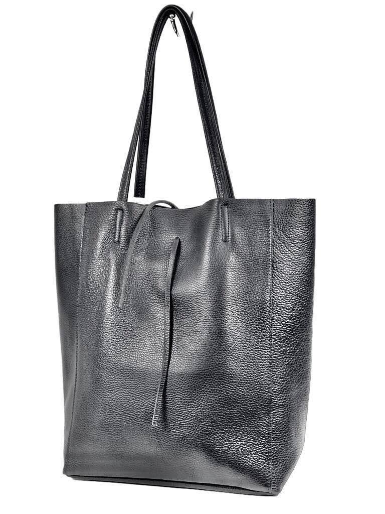 Italian Leather shopper: Black