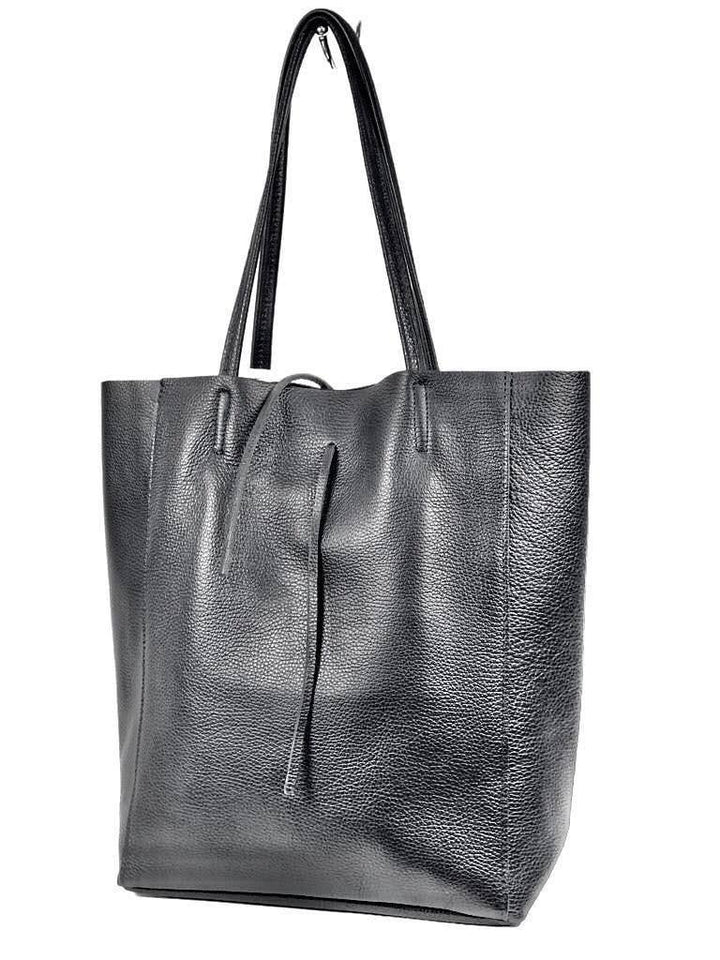Italian Leather shopper: Black
