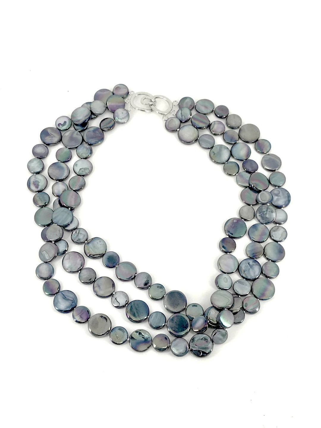 Navy 3 Strand MOP Necklace