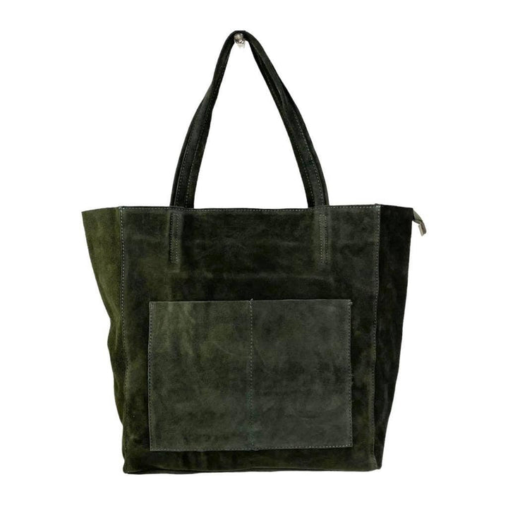 Italian Suede Leather Bag: Olive
