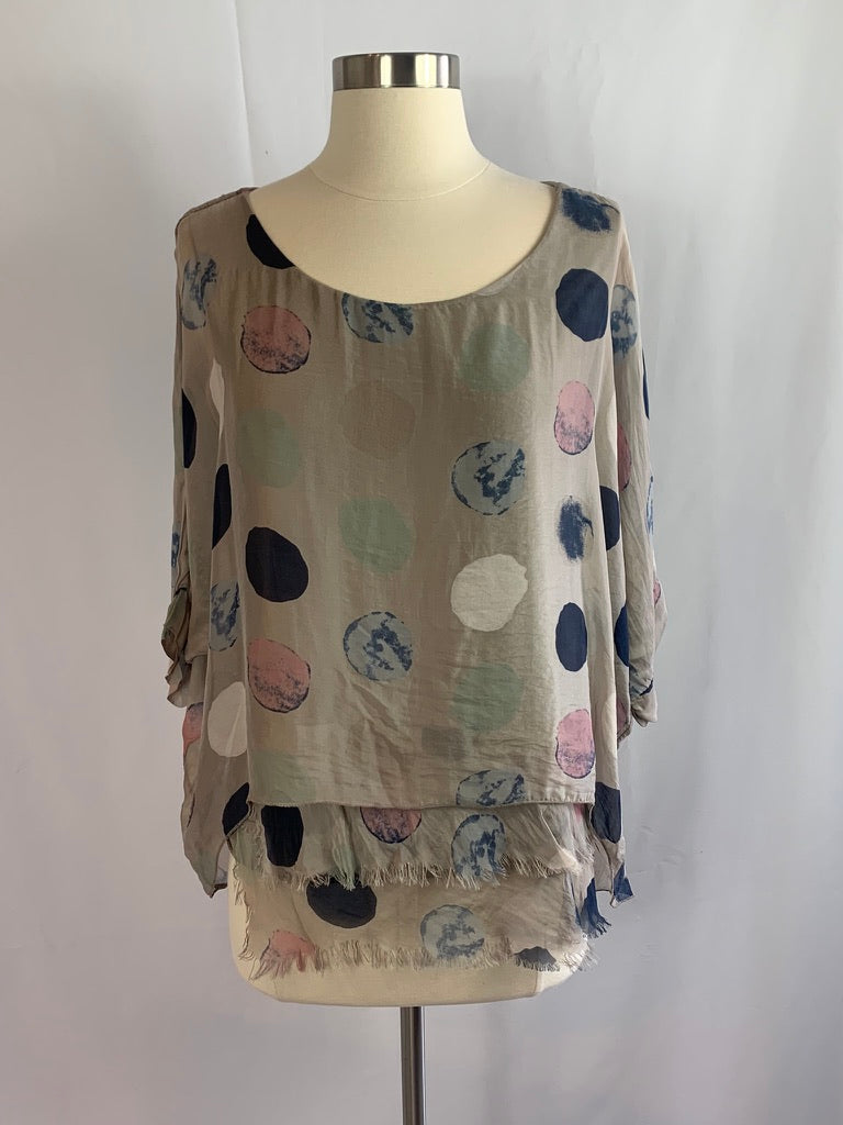 Water Color Silk Dot Frey Top 62771d