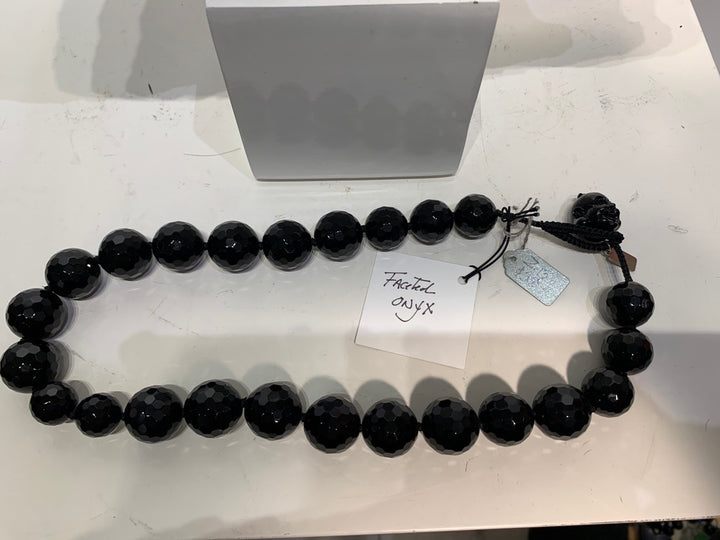 Semi Precious Onyx One of a Kind Necklace Made in California.