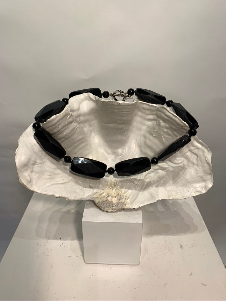 Semi Precious Onyx One of a Kind Necklace Made in California.