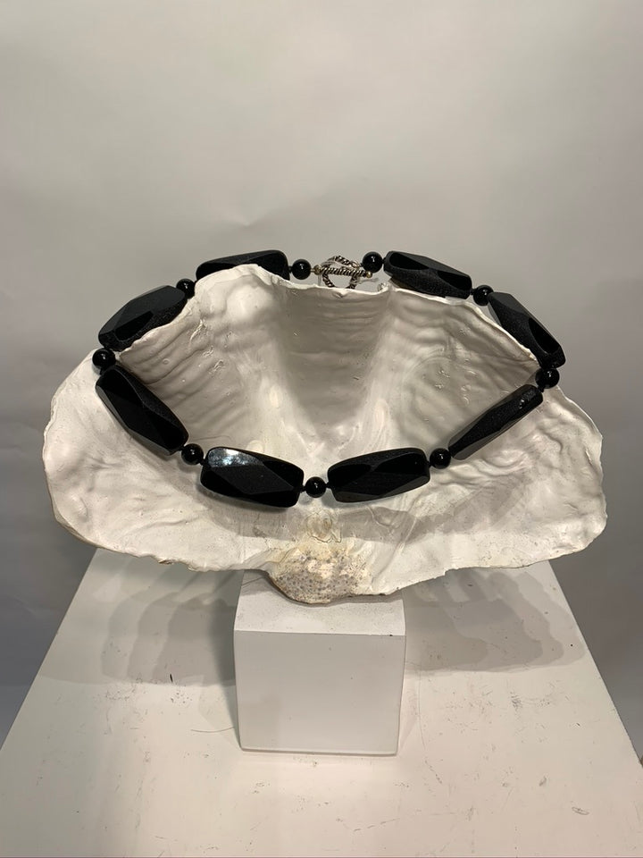 Semi Precious Onyx One of a Kind Necklace Made in California.