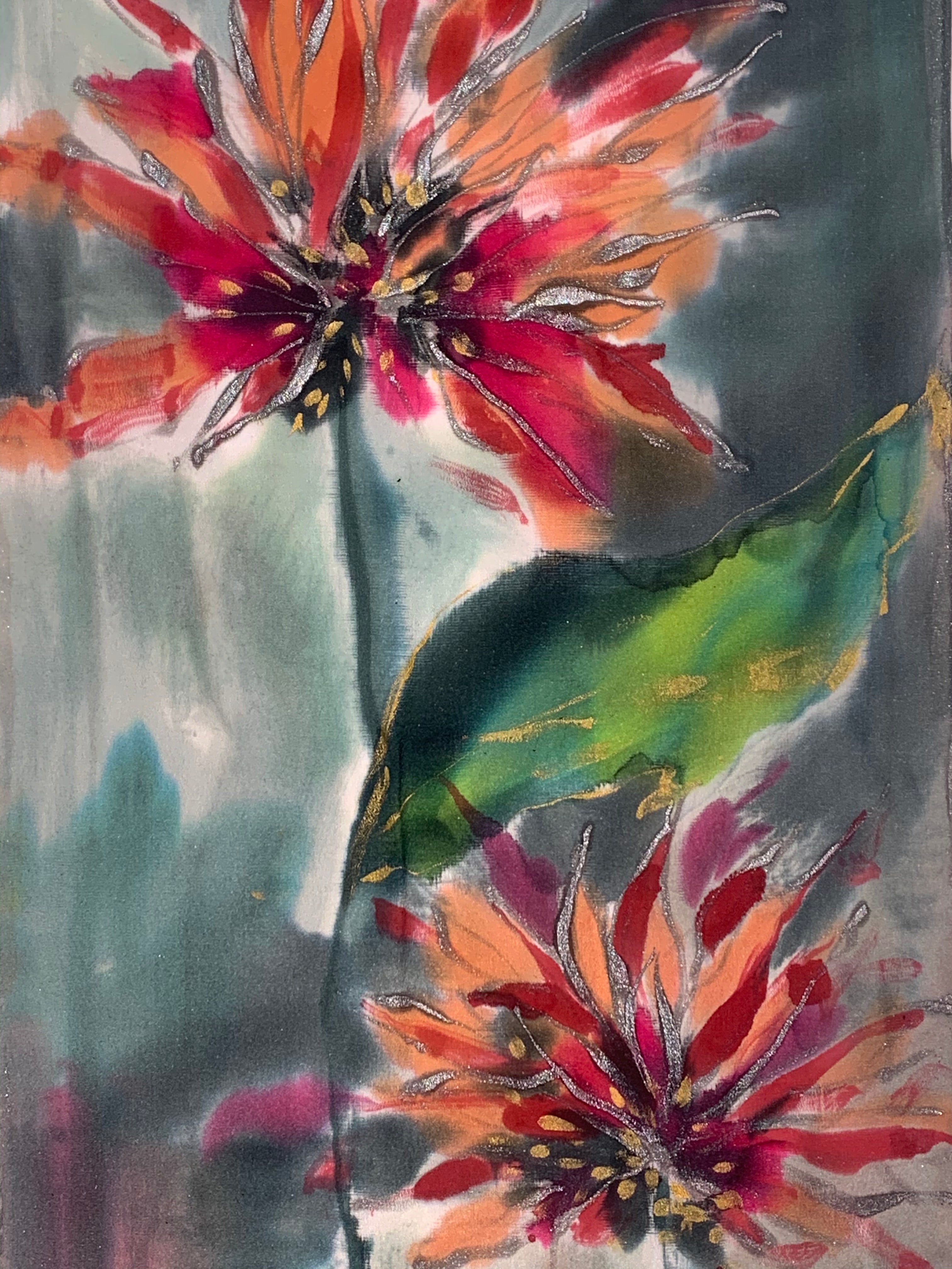 ★23SS★SATUR X HERNC★GUATA JARDIN : OIL PAINTING SUN SCARF Original oil painting artwork signed 11 x 14 beautiful
