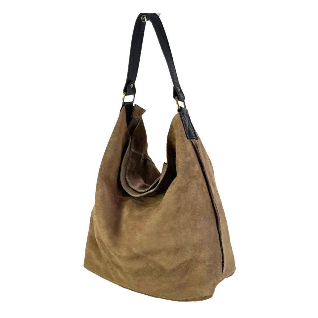 Amplio Bolso Hobo de Piel de Serraje para Mujer. Promo Amor