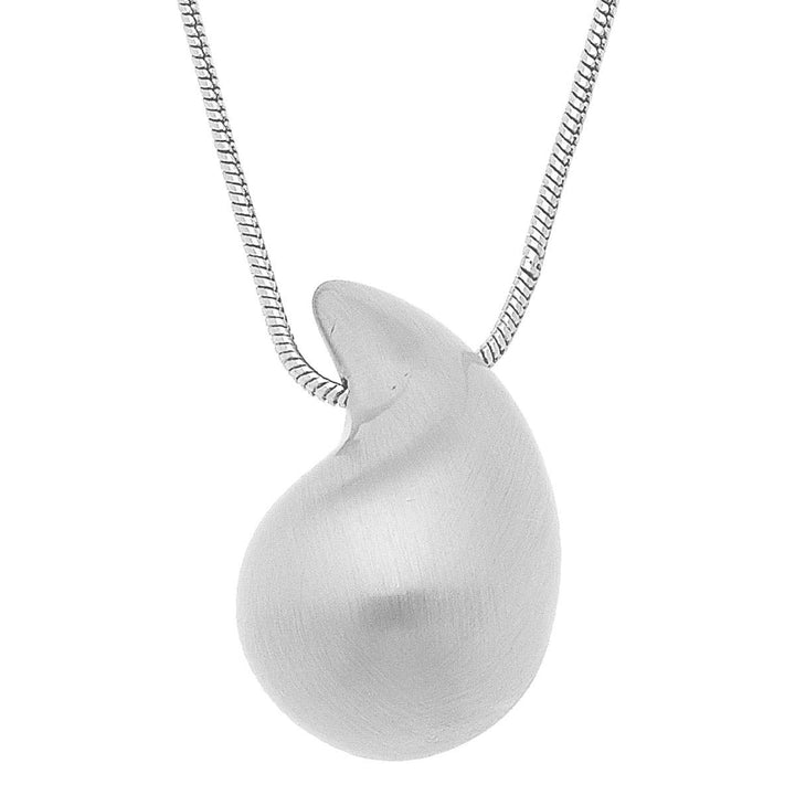 Icon Puffed Teardrop Necklace: Satin Silver