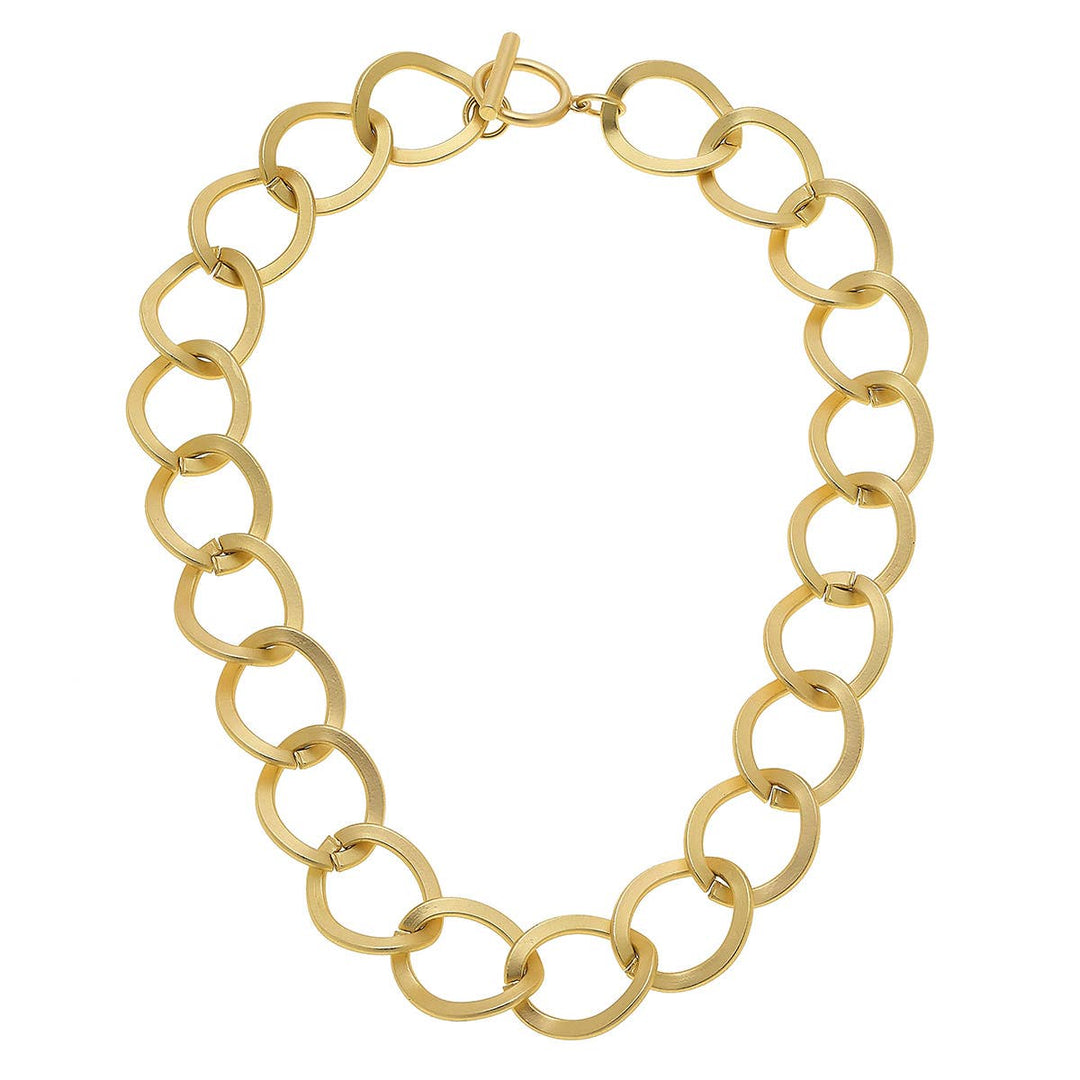 Linnea Statement Necklace in Matte Gold
