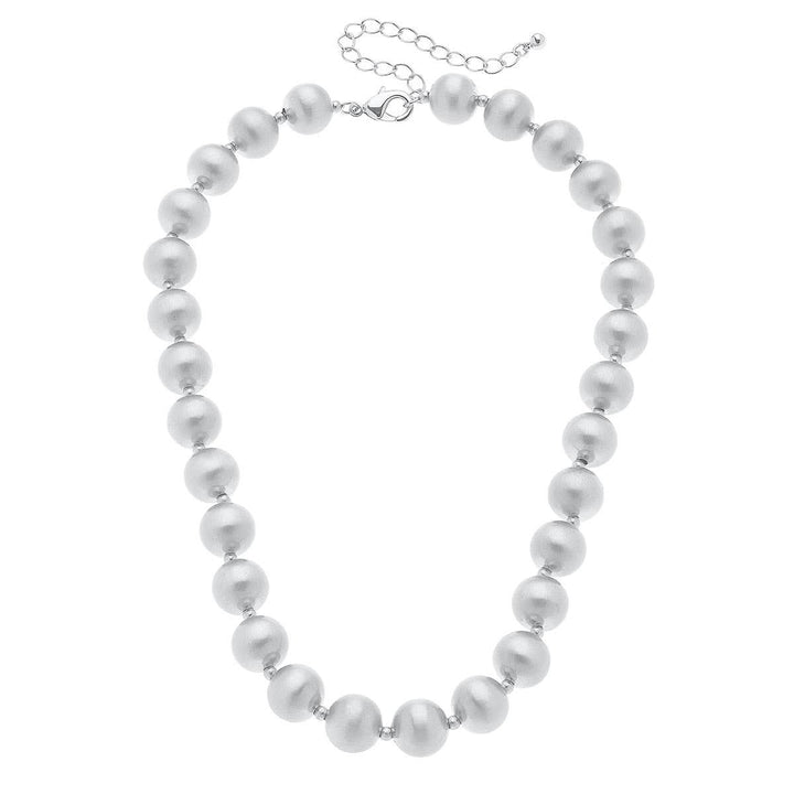Phoebe Ball Bead Necklace: Satin Silver