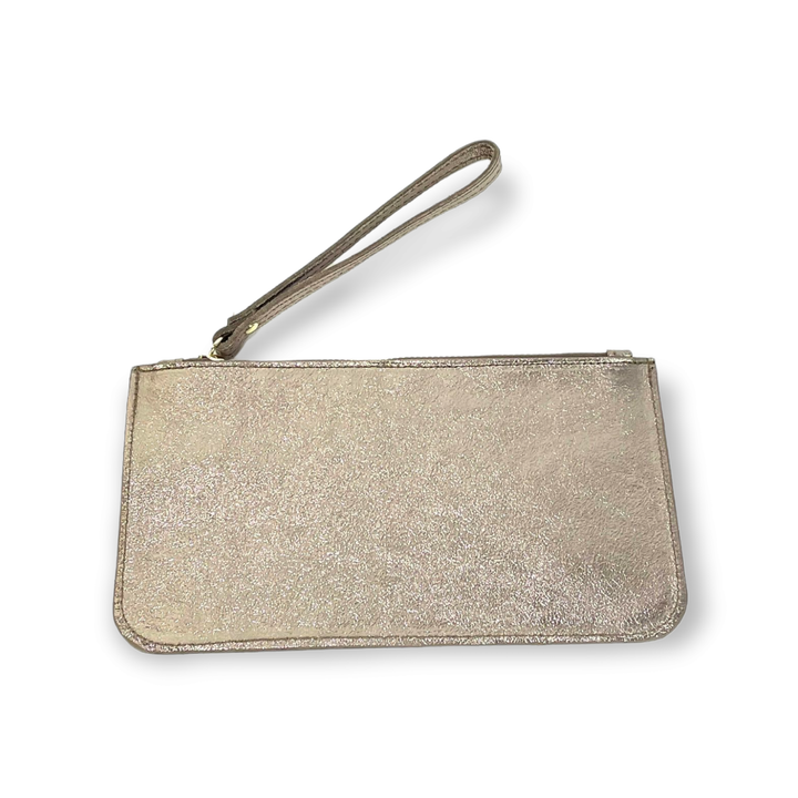 Genuine Leather Bag w/Wrist Strap: Bronze / Large