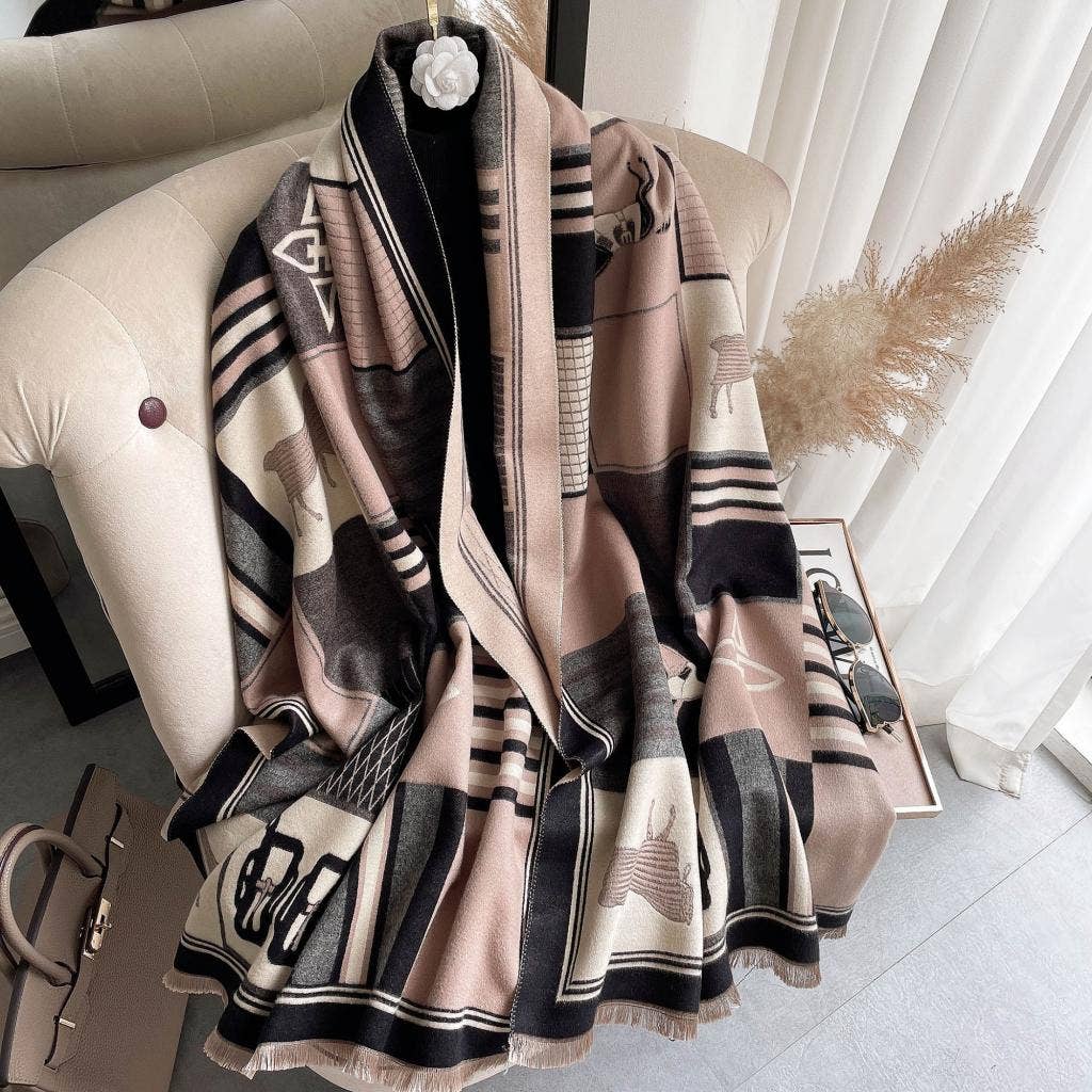 Winding River - Pink / Black Stable Reversible Wrap – Artisan Shawl