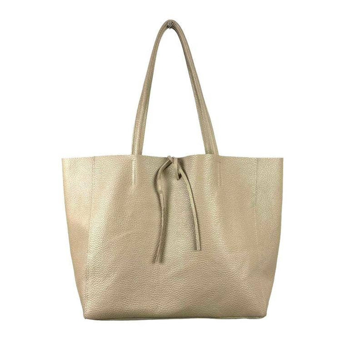 Leather Shopper: Taupe
